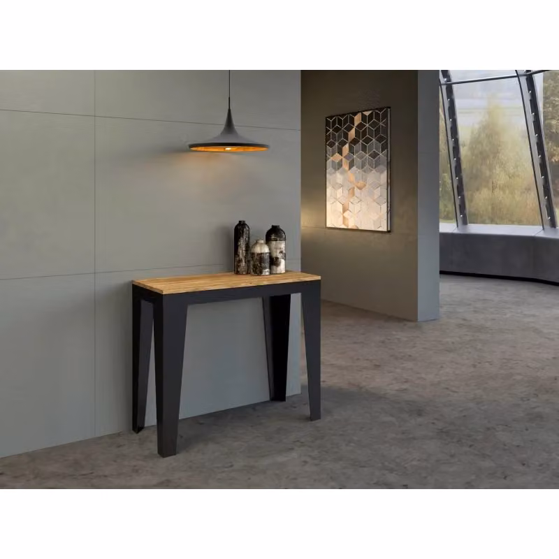 Consolle allungabile Itamoby Flame Evolution in legno Quercia Natura con telaio Antracite L: 90 cm, P: 40 cm / 300 cm – 2