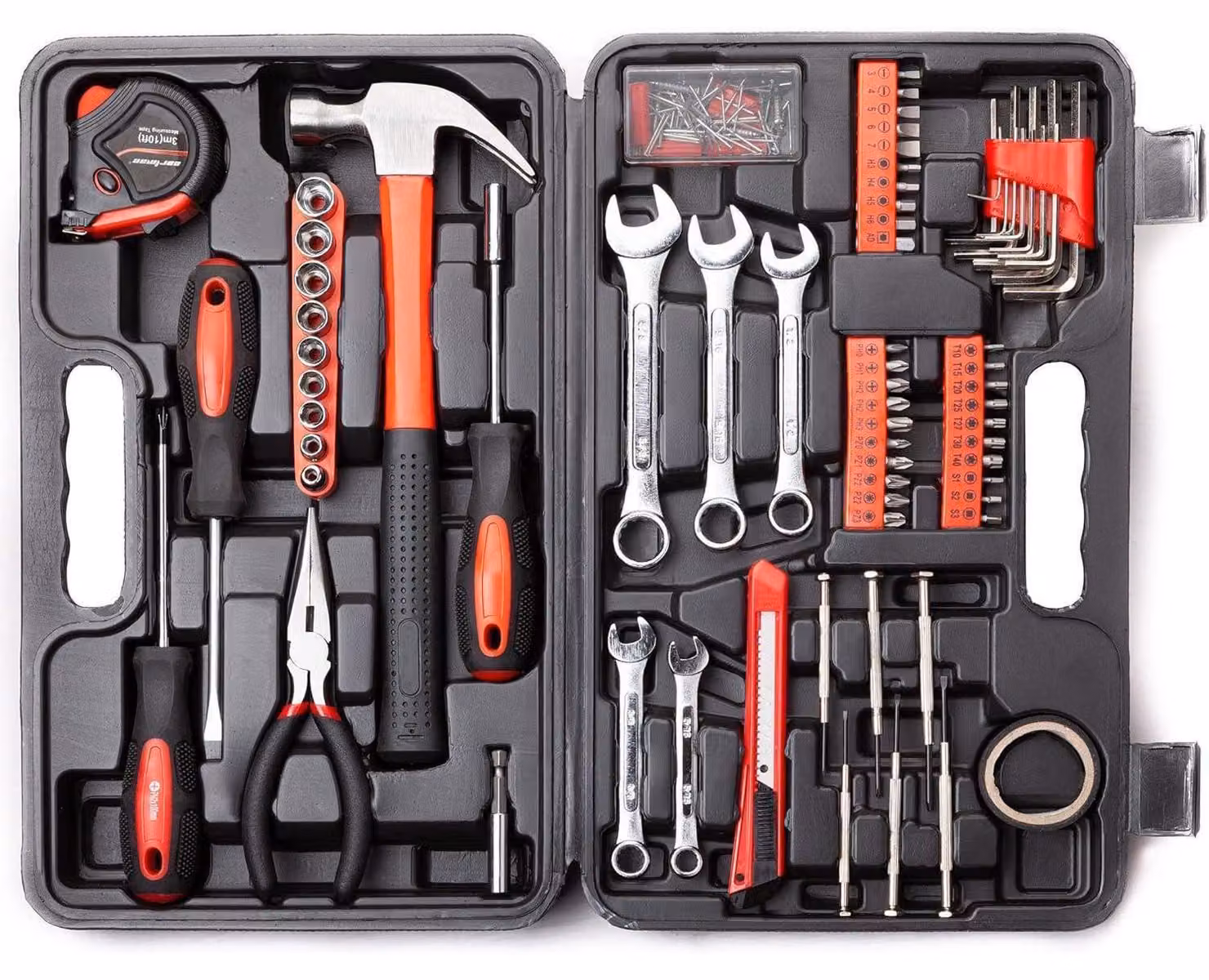 Set di 148 pezzi con valigetta porta-attrezzi, colore rosso
