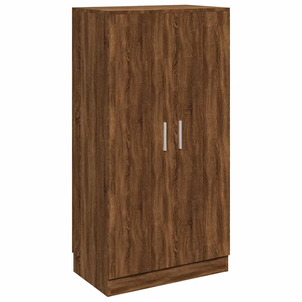 Scarpiera moderna vidaXL in legno e metallo color rovere marrone, sospesa a parete, L: 55 cm, P: 35 cm, H: 108 cm – 2