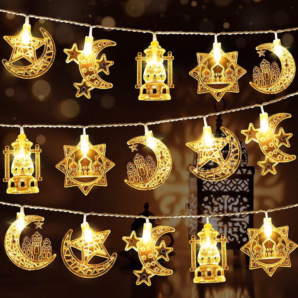 Musulmano Ramadan luci fata 3M 20LED Eid Ramadan lanterne luci fata decorazione a batteria stelle luna luci Eid Mubarak decorazione lampada
