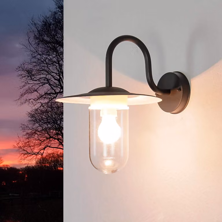 Lampada da parete esterna, colore antracite, metallo, grado di protezione IP44, attacco E27, dimensioni 18 cm
