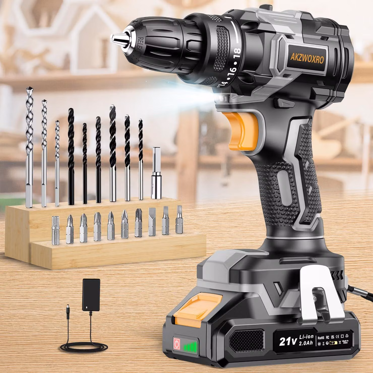 Trapano a batteria brushless - 21 V - Coppia di 42 Nm - Batteria da 2,0 Ah - 2 velocità