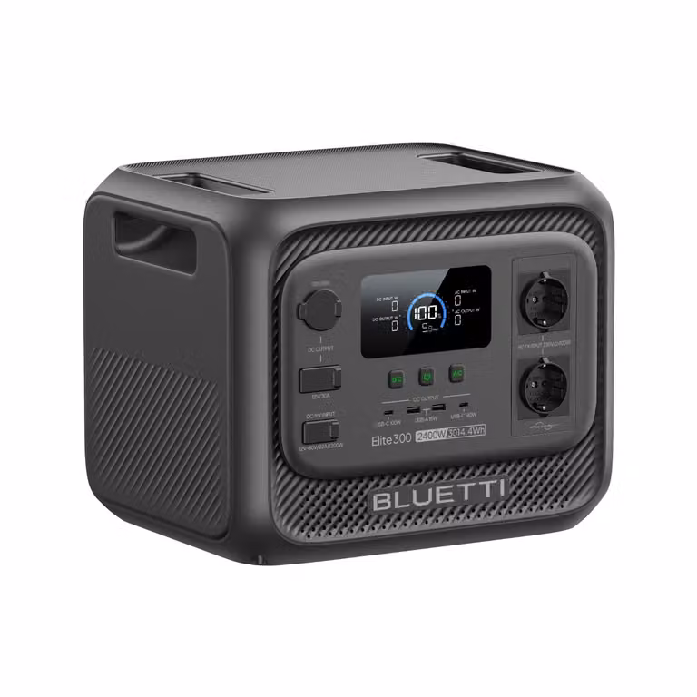 BLUETTI Elite 300 Power Station portatile, batteria di riserva LiFePO4 da 3014,4 Wh con uscite CA da 2400 W, generatore solare compatto da 3 kWh per la casa e il campeggio