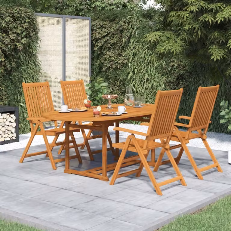 Maison Exclusive - Set da Pranzo da Giardino 5 pz in Legno Massello di Acacia 150-200 cm