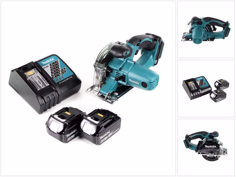 Makita DCS 552 RG 18 V Sega circolare a batteria per metalli 136 mm + 2x batteria da 6,0 Ah e caricabatteria + lama e occhiali di protezione