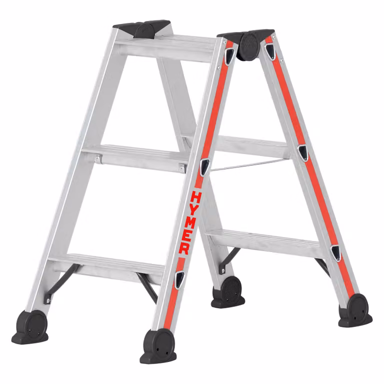 Scaletta Hymer, accesso bilaterale, 2x3 gradini, altezza di abbassamento 0,70 m, altezza di sbraccio 2,19 m, peso 3,6 kg