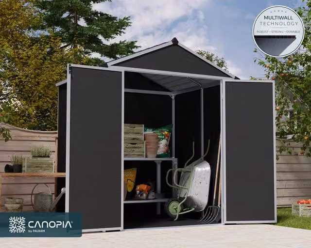 Canopia Rubicon Casetta Da Giardino in Policarbonato Ultra Resistente 154X185X217 cm Grigio Scuro