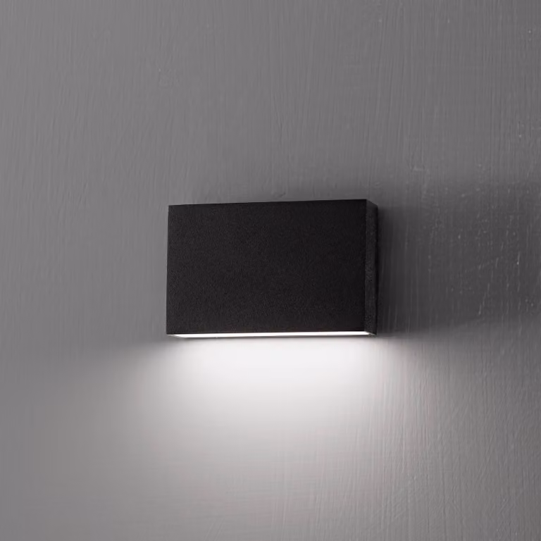 Egger Licht Applique da esterni a LED Flatbox, Nero, Corridoio, Alluminio, Moderno, Applique LED da esterni