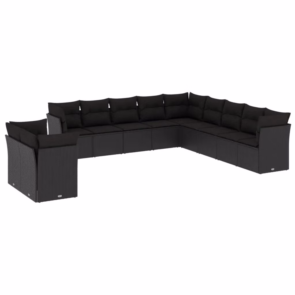 vidaXL Set Divani da Giardino 11 pz in Polyrattan e Metallo Nero con Cuscini Imbottiti e Rivestimenti Rimovibili – 2