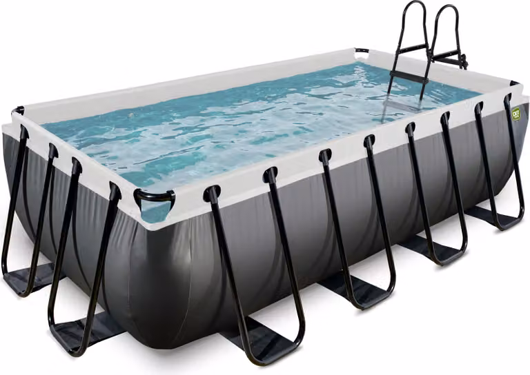 EXIT Black Leather Piscina fuori terra 400x200x100 cm, piscina fuori terra, con impianto di filtraggio a sabbia, rettangolare, nera