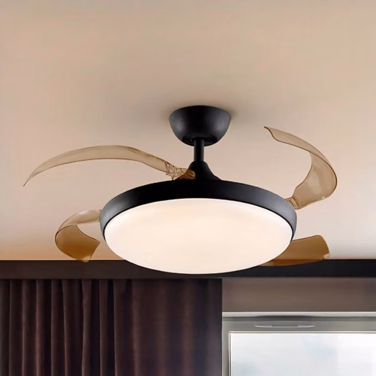 Schuller Valencia Ventilatore da soffitto LED Venturi nero/fumé DC Ø 106 cm silenzioso Venturi, dimmerabile, Alluminio / Grigio / Zincato, Soggiorno / Sala da pranzo, Metallo, Moderno
