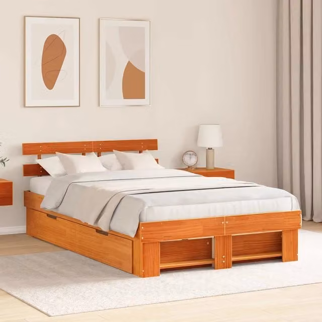 Struttura del letto Marrone cerato 140 x 190 cm Pino massello 3382282