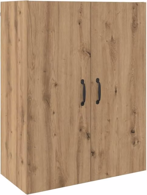 Armadietto a muro moderno in legno rovere marrone con ante a battente e ripiani interni L: 69,5 cm, P: 34 cm, H: 90 cm