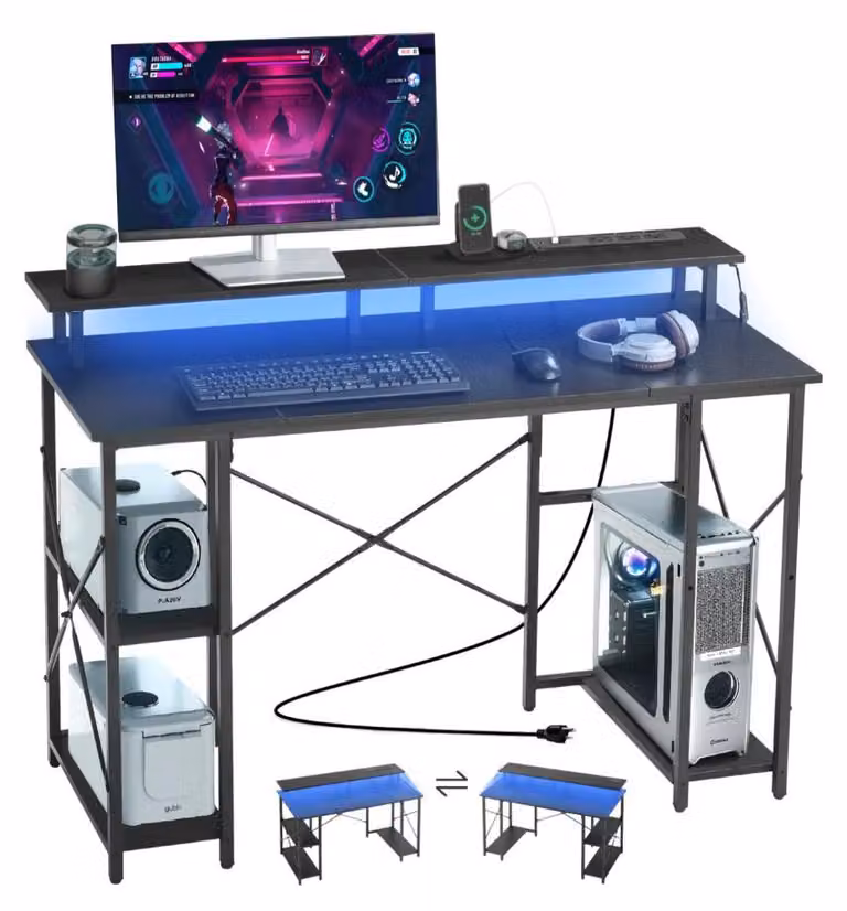 Scrivania per computer con illuminazione a LED - 120x50x86,5 cm - Capacità di carico: 68 kg