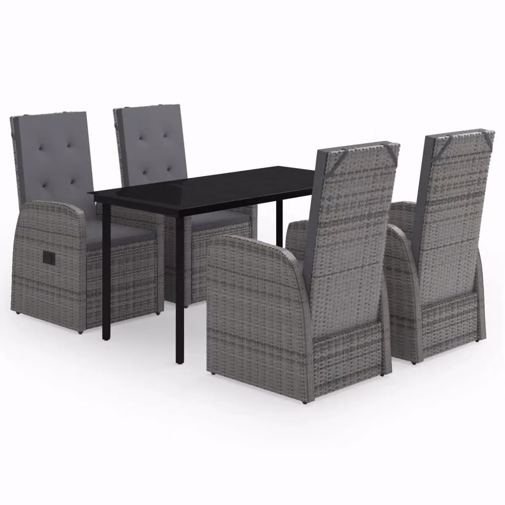Set da Pranzo da Giardino 5 pz con Cuscini Grigio