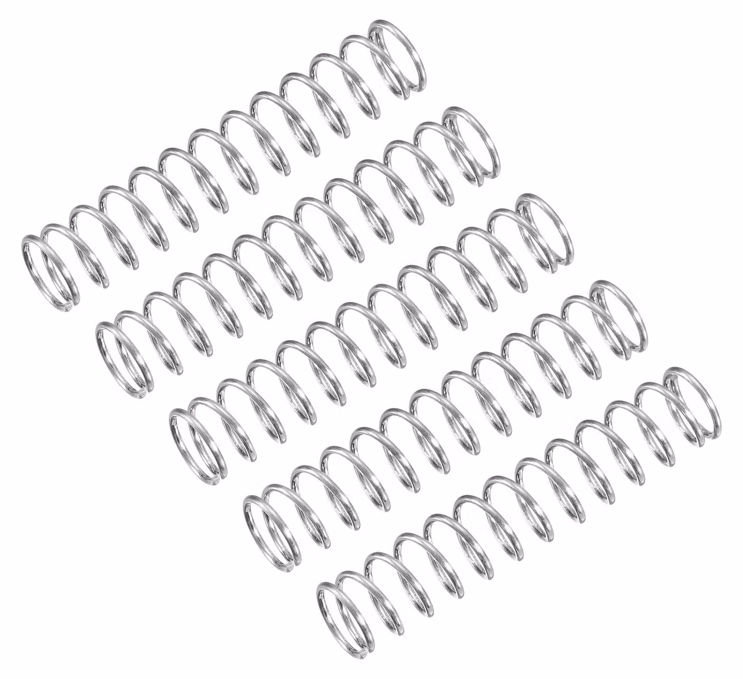 Molle a compression, confezione da 5, acciaio inossidabile 304, 6x0,6x30 mm, colore argento