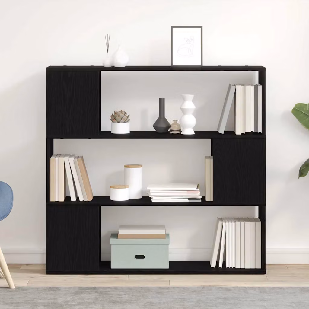 Set mobile TV moderno vidaXL in legno ingegnerizzato Rovere e Nero L: 100 cm, P: 24 cm, H: 94 cm