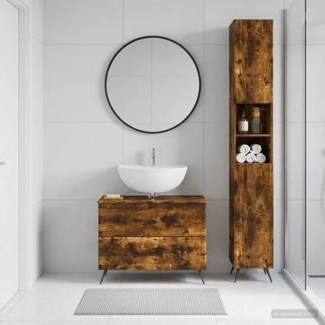Set di Armadi da Bagno da 2 Pezzi BREDA Rovere Fumo 3417563