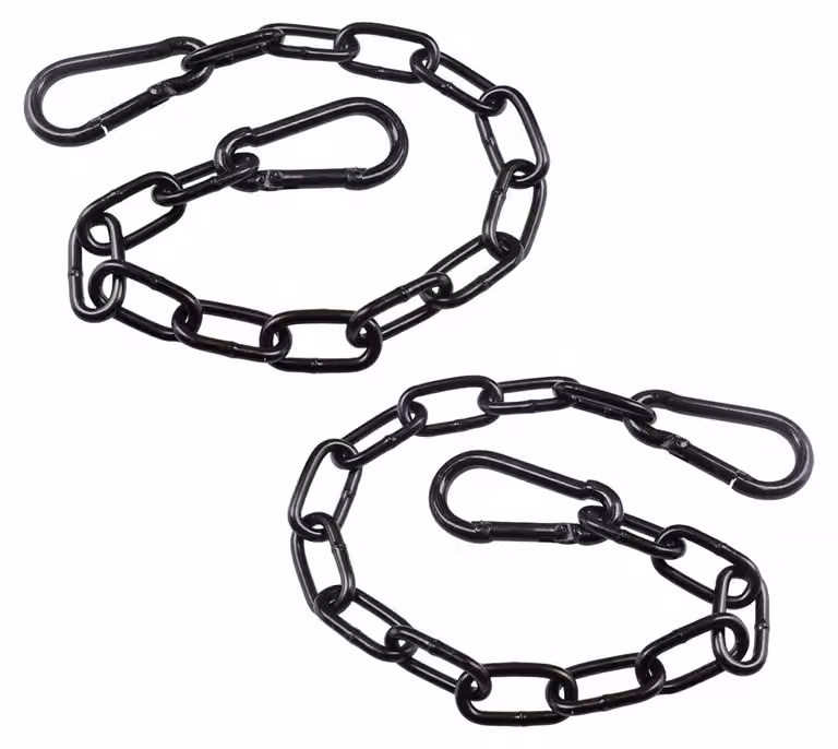 4 catene in acciaio inossidabile con gancio a scatto, lunghezza 0,5 metri, diametro 3 mm, colore nero