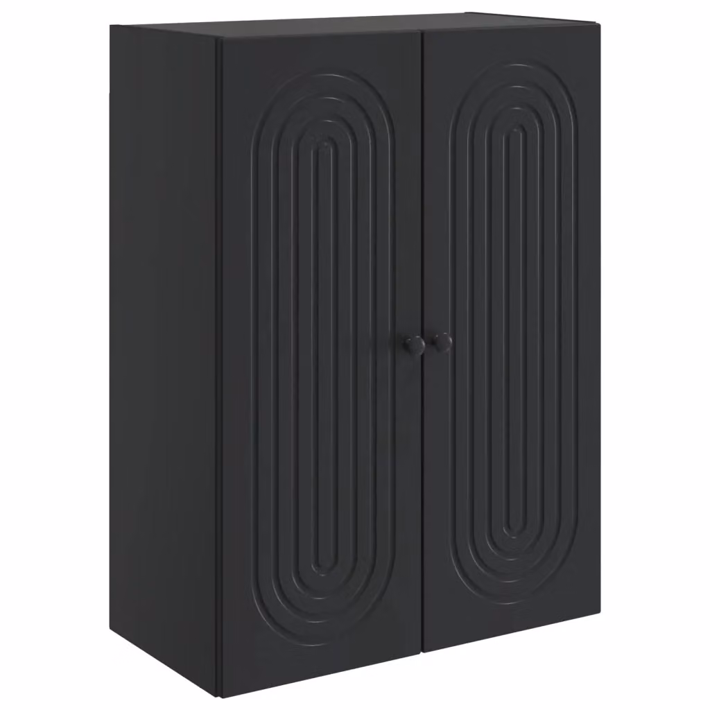 Armadietto a muro Design In nero opaco in MDF con ante a battente, L: 66 cm, P: 34,5 cm, H: 90 cm – 2