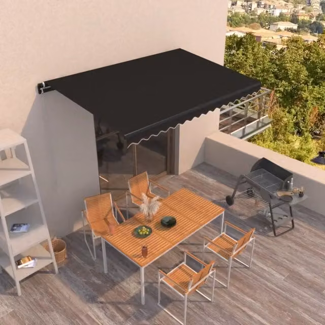 Tenda da Sole Retrattile Manuale Videx in Alluminio e Poliestere Antracite L: 400 cm, P: 350 cm – 1