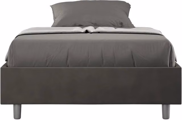 Letto queen size senza rete imbottito 150x190 microfibra grigio Azelia