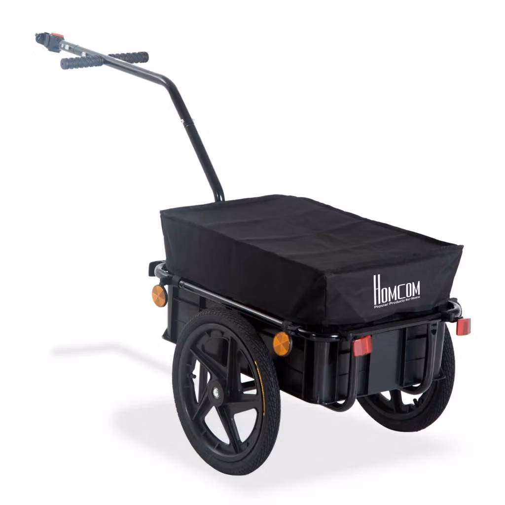 Carrello da Trasporto per Biciclette con Cestino Minimal in Acciaio Nero L/P/H: 144 x 59 x 80 cm – 2
