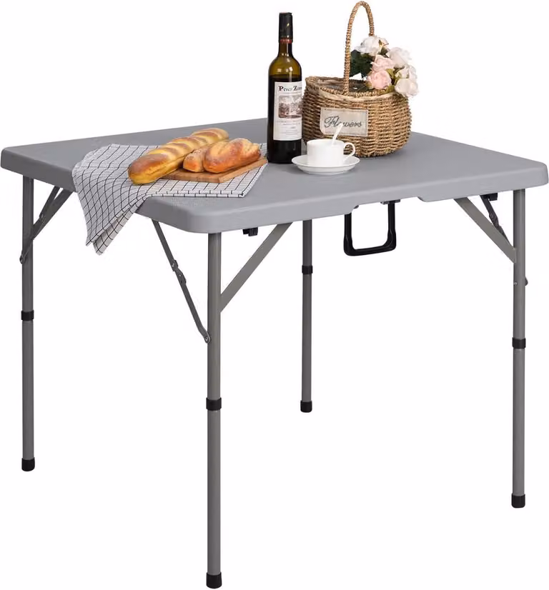 Tavolo pieghevole 87cm grigio, tavolo pieghevole da campeggio, tavolo da giardino, tavolo da balcone, portatile