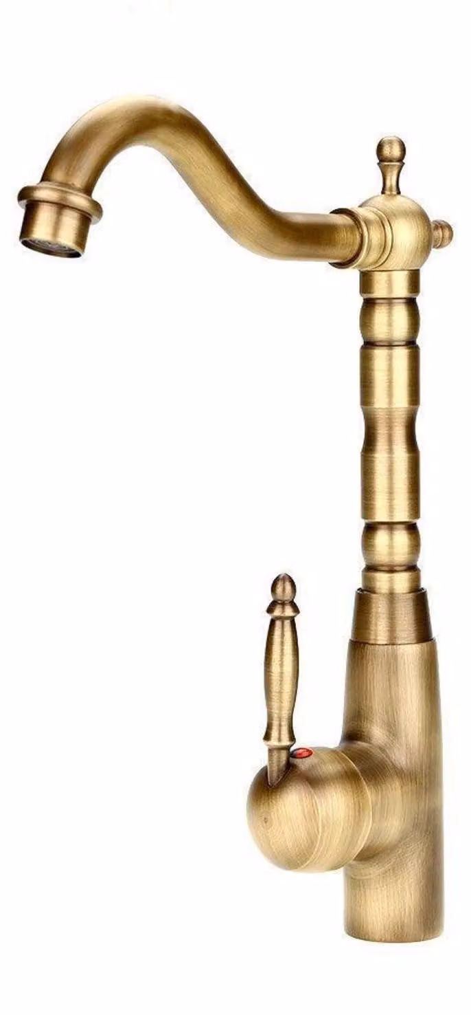 Miscelatore monocomando per lavabo, in ottone, finitura bronzo dorato, dimensioni 30x23 cm, per cucina o bagno