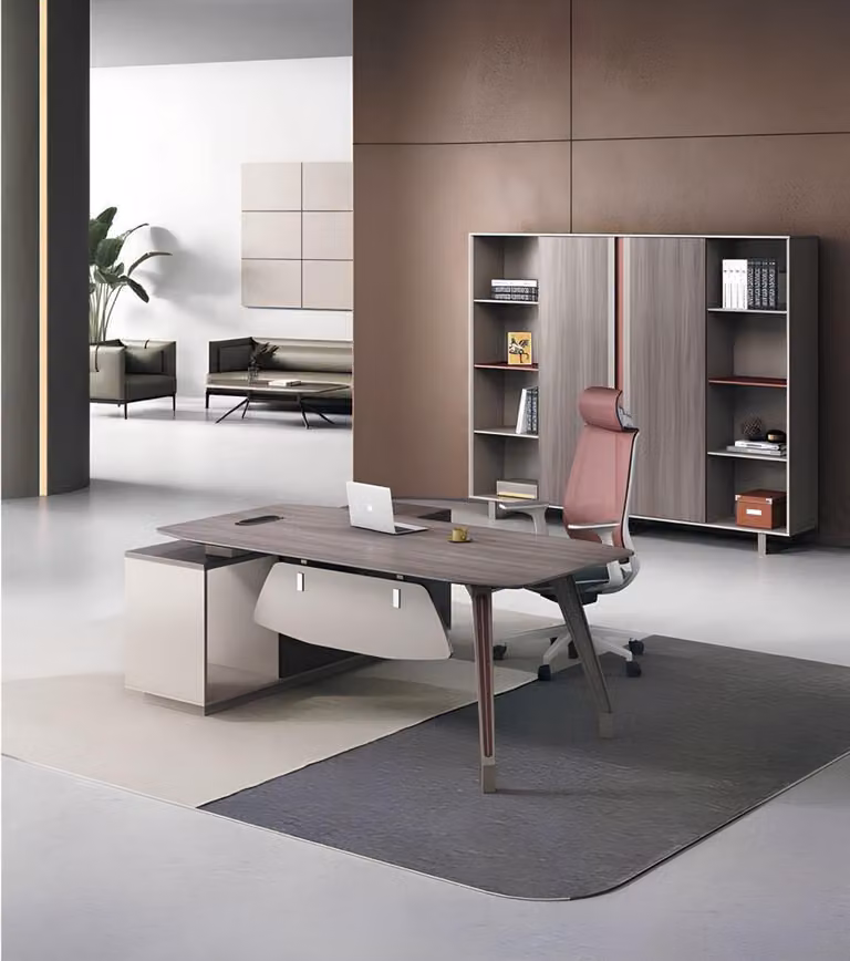 Mobili pratici per l'ufficio: elegante scrivania angolare, libreria