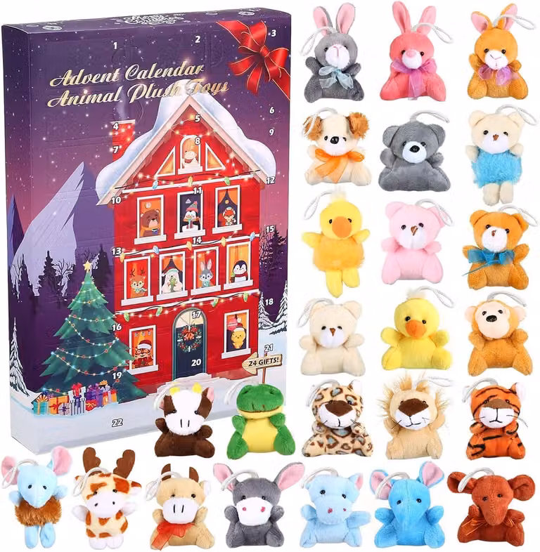 Calendario dell'Avvento per bambini 2026 - 24 peluche