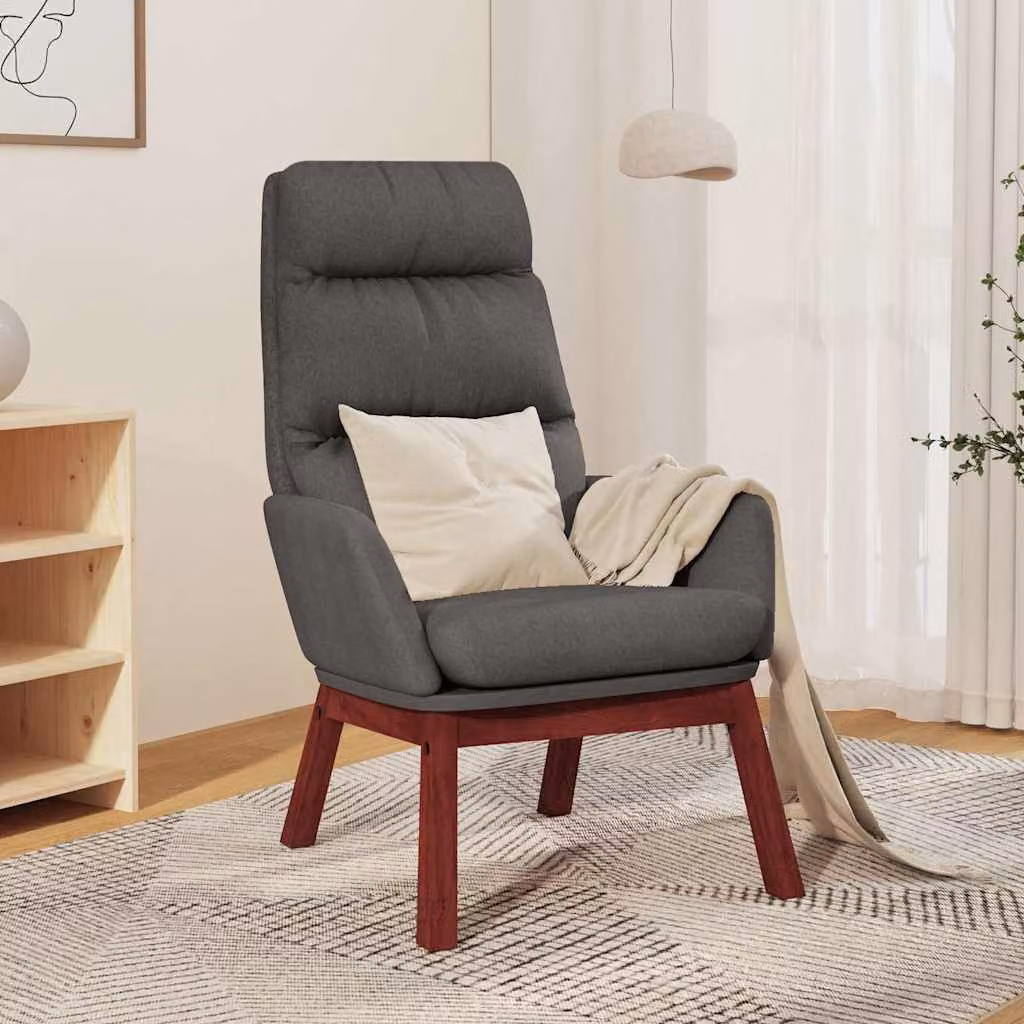 Poltrona Relax Recliner vidaXL in Tessuto Grigio con Struttura in Metallo e Legno