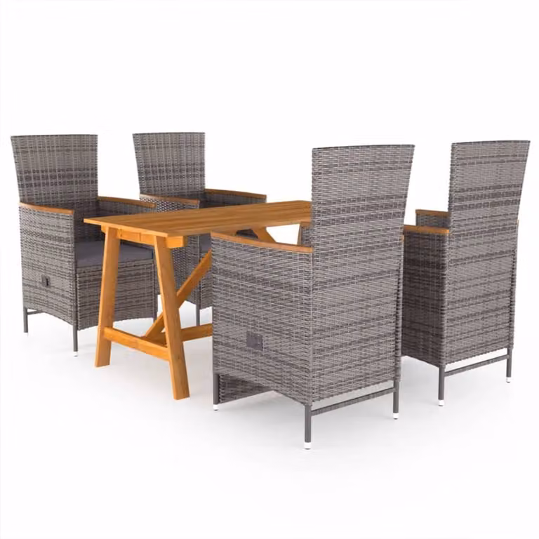 Maison Exclusive - Set da pranzo da giardino 5 pezzi, grigio