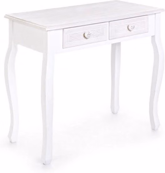 Consolle Charlene S con 2 Cassetti in Legno e MDF Bianco Stile Shabby Chic