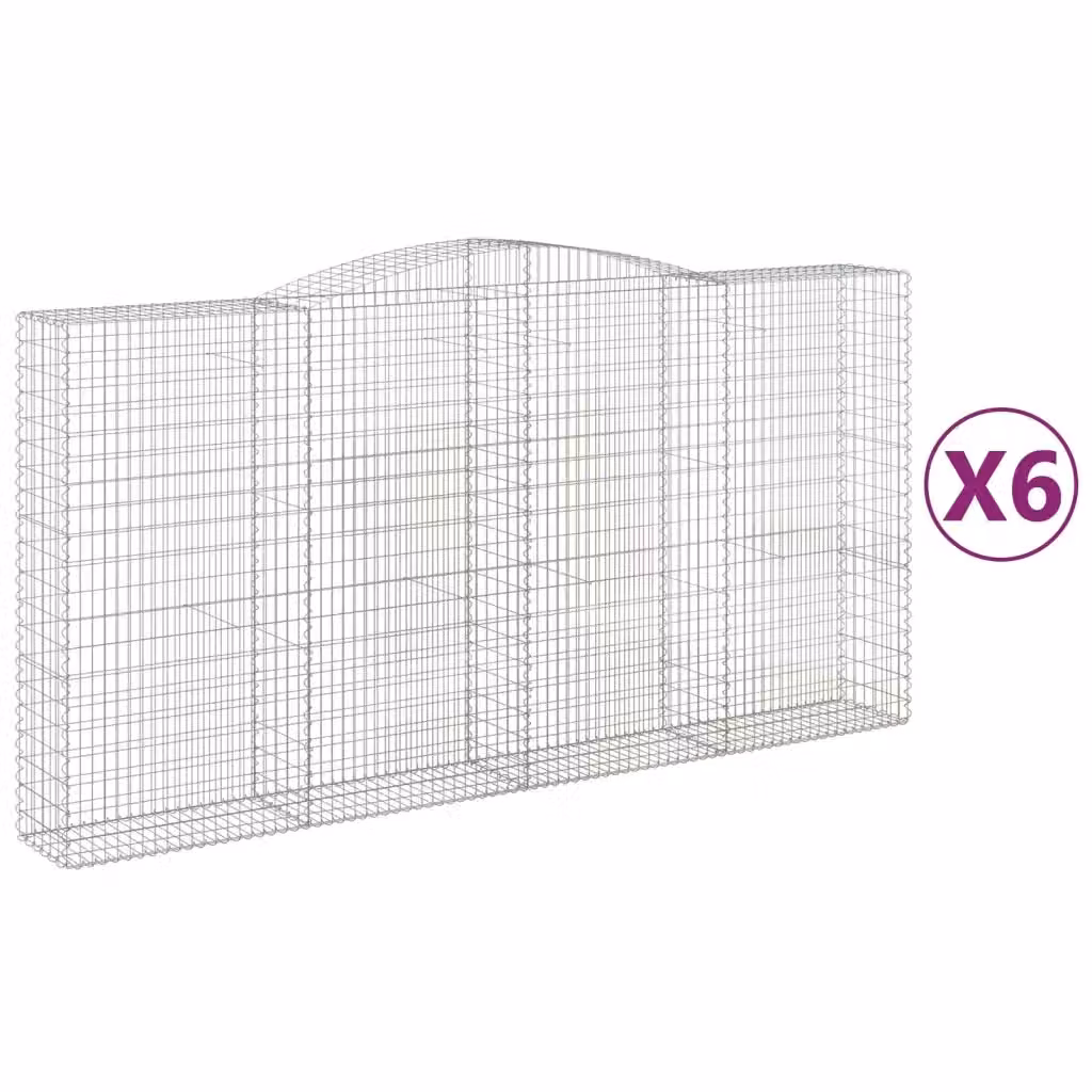 Set di 6 Cesti Gabbioni ad Arco vidaXL in Acciaio Zincato Argento L: 400 cm, P: 50 cm, H: 200-220 cm – 2