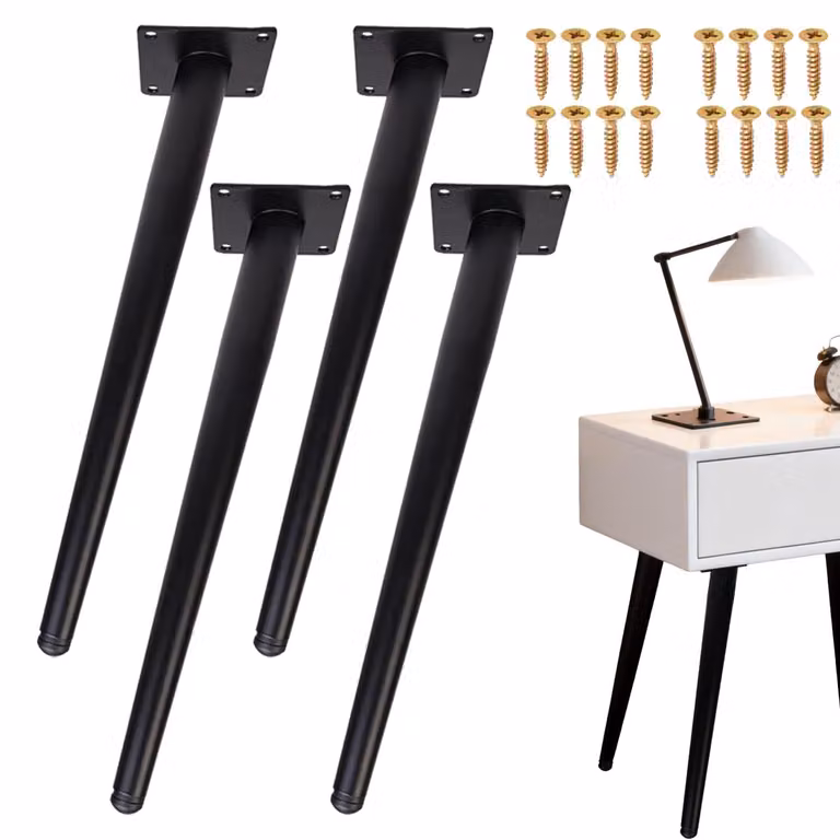 Gambe per tavolo da 40 cm - Set di 4 - Gambe in acciaio robusto per mobili - Tappi protettivi antigraffio - Adatte per tavolini da caffè/comodini
