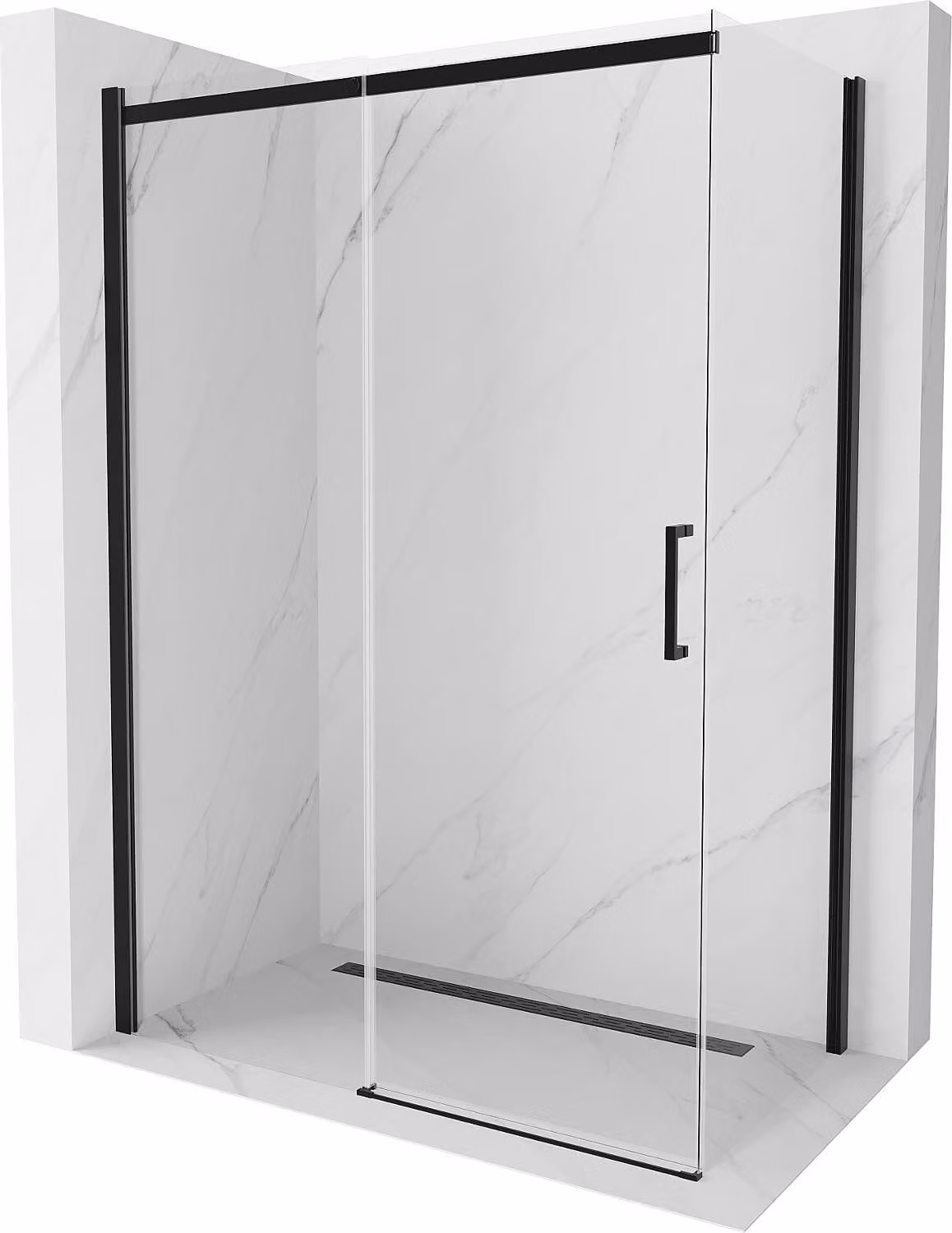 Mexen Omega cabina doccia scorrevole 130 x 70 cm, trasparente, nero - 825-130-070-70-00