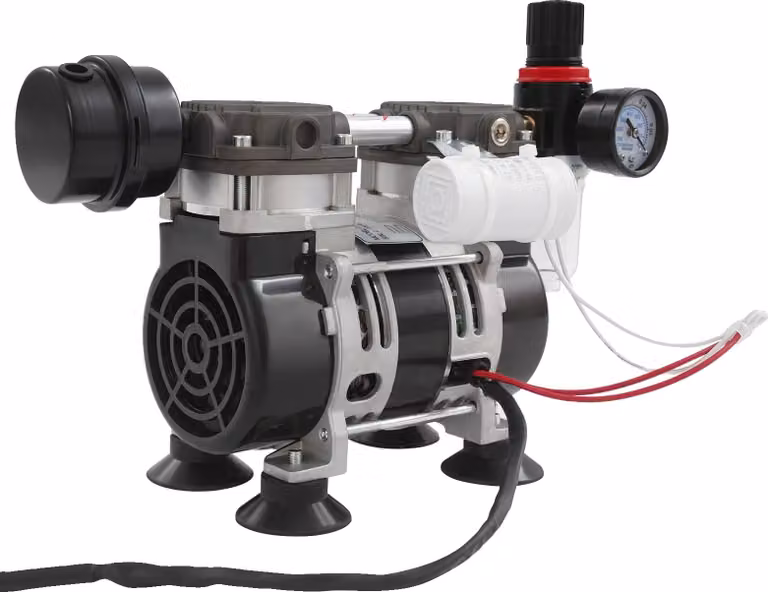 Pompa per vuoto industriale oil-free, 230 W, 1400 giri/min, 2,8 bar (40 PSI), 58 litri/min (12,76 gal/min), 11 x 17,5 x 14,9 cm (4,33 x 6,88 x 5,86 in)