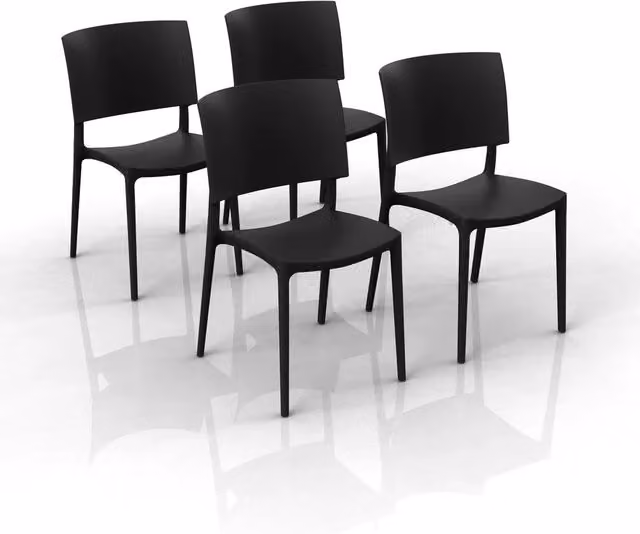 Set 4 sedie in polipropilene 100% Made in Italy SHARP, impilabile, resistente ai raggi UV, design moderno, ideale per sala da pranzo, cucina, sala d’attesa, bar, ristoranti o da esterno colore Antracite