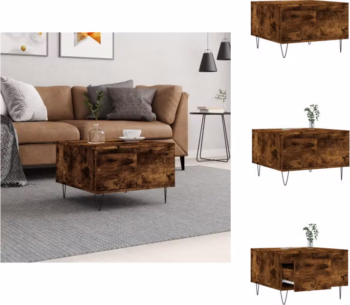 vidaXL Tavolino in rovere affumicato 55x55x36,5 cm materiale a base di legno - Tavolini da caffè