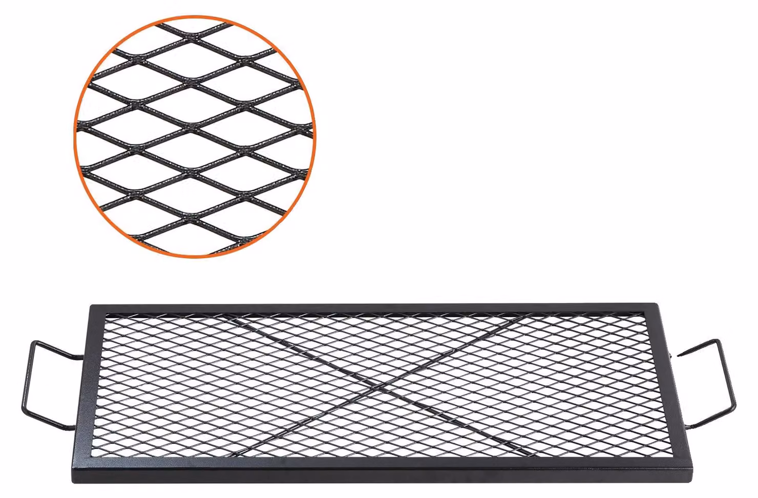VEVOR 810 x 380 x 25 mm X-Marks griglia per fuochi d'artificio, griglia rettangolare, griglia per barbecue in acciaio con manico, pentole da campeggio portatili per feste all'aperto, nero