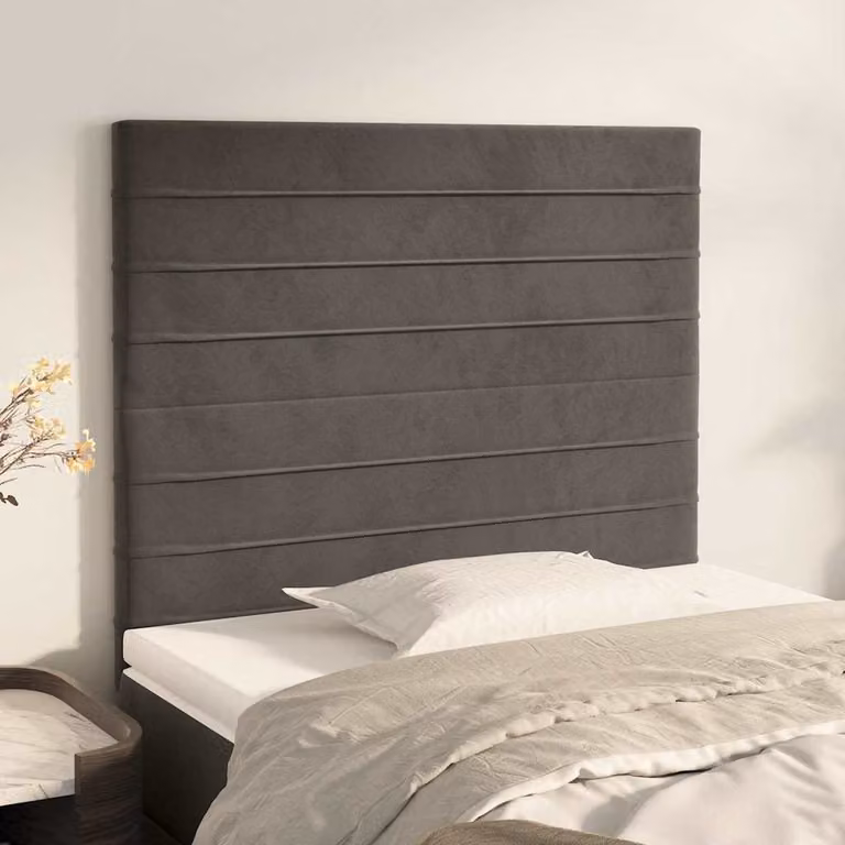 Testiera per letto vidaXL in velluto grigio scuro, L: 90 cm, P: 5 cm, H: 118-128 cm