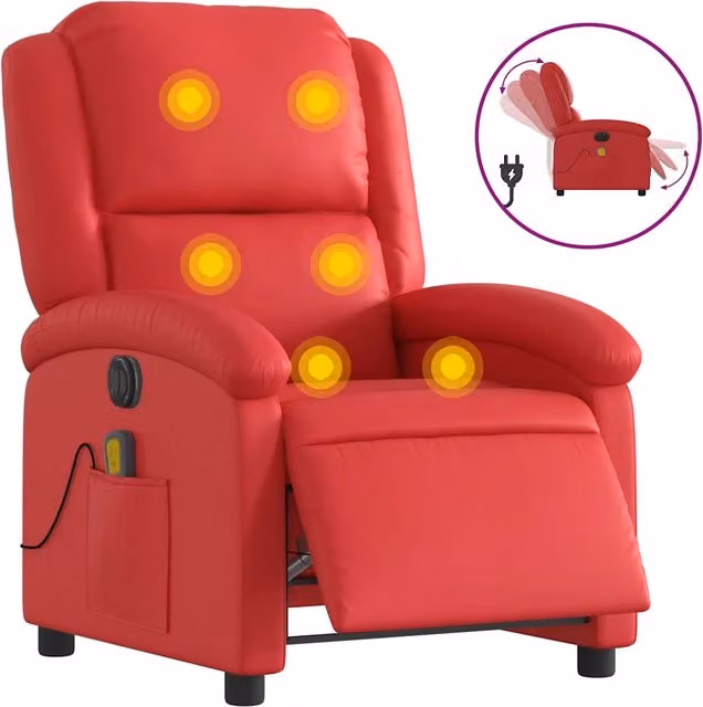 Poltrona | Sedia Relax Massaggio Elettrica Reclinabile Rosso Similpelle