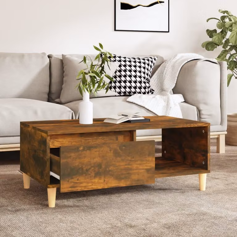 Maison Exclusive - Tavolino in rovere affumicato 90x50x36,5 cm Materiale ligneo