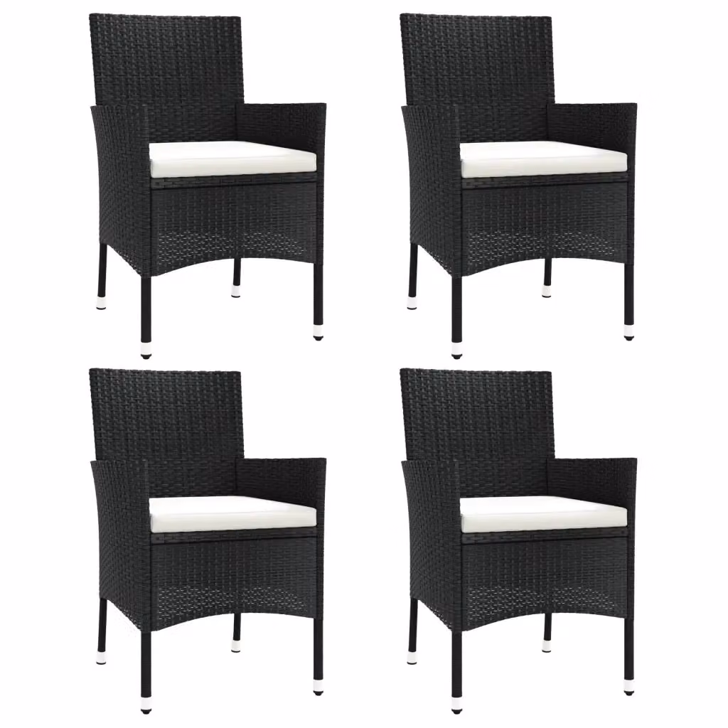 Set di 4 sedie da giardino con cuscini vidaXL in polyrattan nero con braccioli – 2