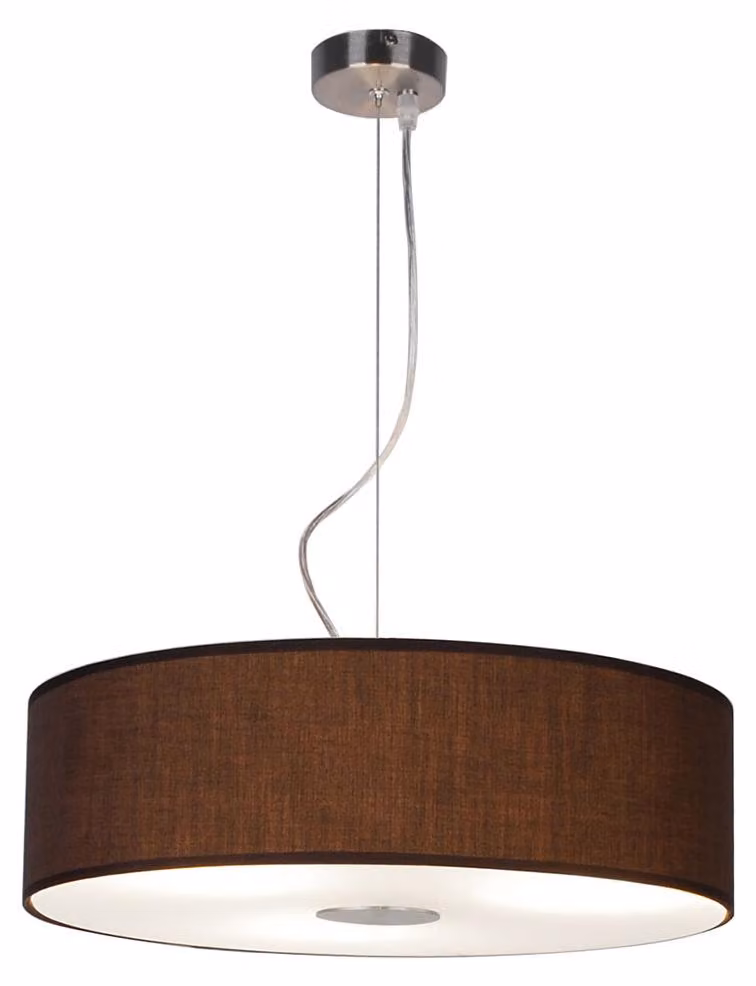 Lampada a sospensione, acciaio, tessuto marrone, vetro, P 45 cm