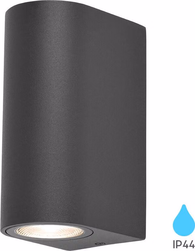 Applique a LED 2×GU10 IP44 – Semicircolare antracite – Lampada da esterno