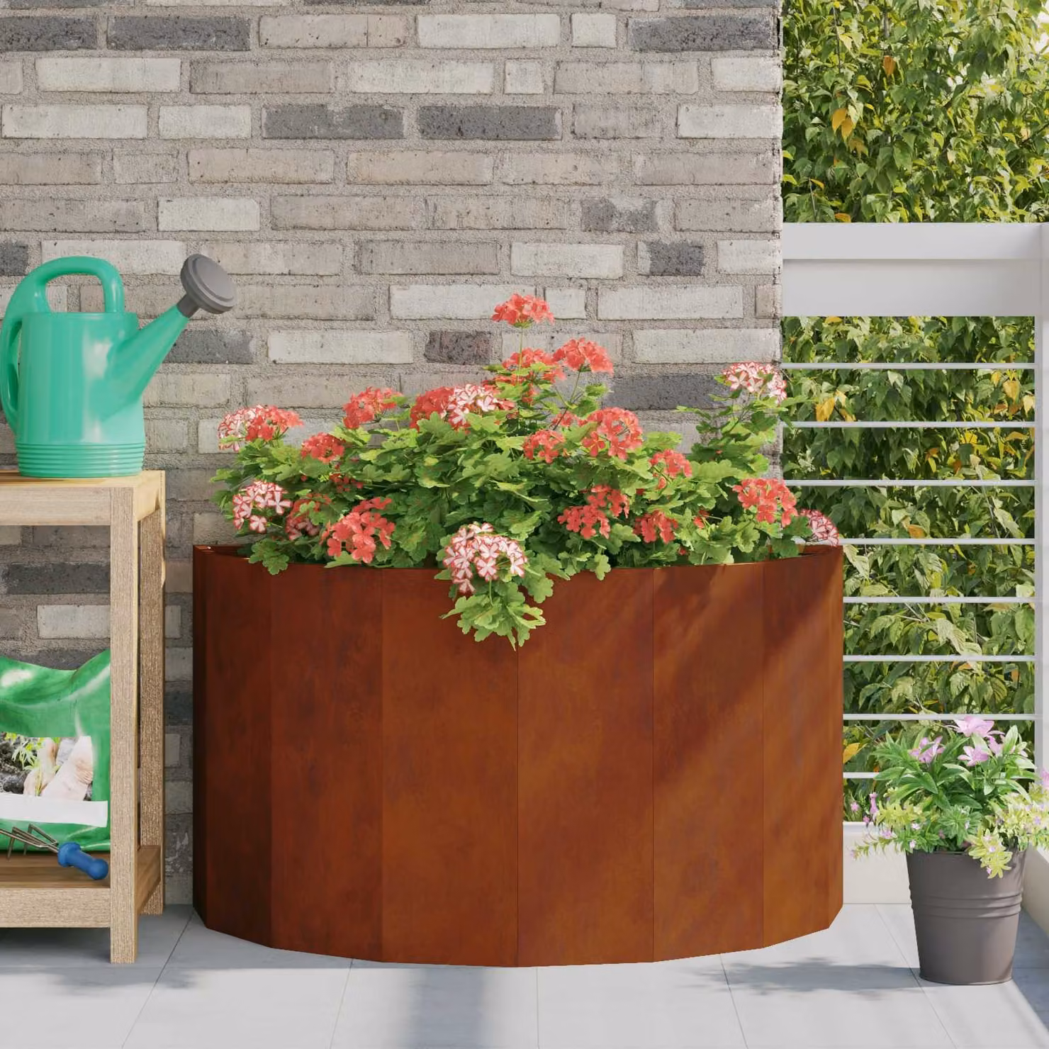 Fioriera vidaXL in acciaio color marrone L: 90 cm, P: 45 cm, H: 50 cm