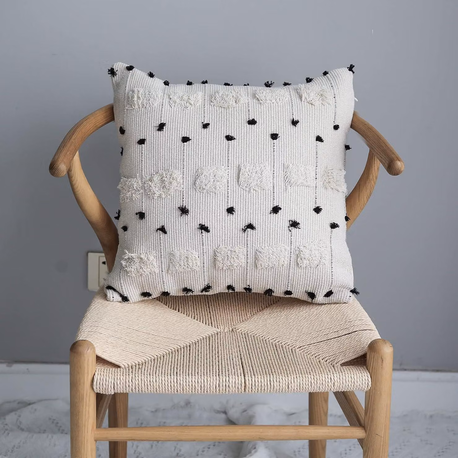 Custodia per cuscino tessuta, con motivo tribale a rilievo, 45x45 cm, adatta per divani e camere da letto