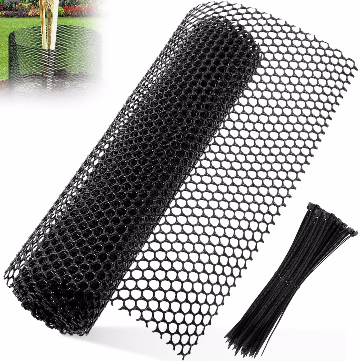Recinzione per giardino in plastica nera con cinghie a zip, 40 cm x 6 m